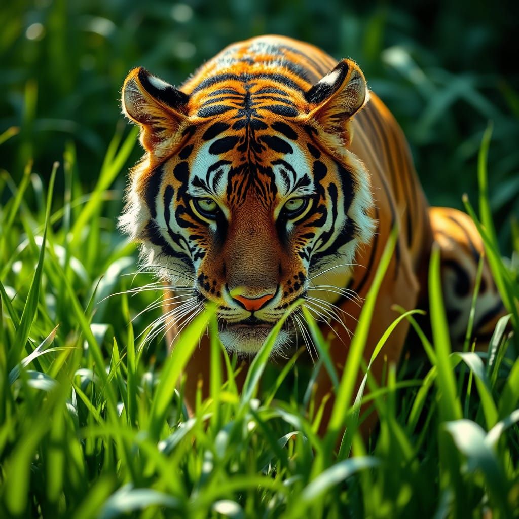 Majestic Bengal Tiger in Hyper-Realistic Wildlife Style