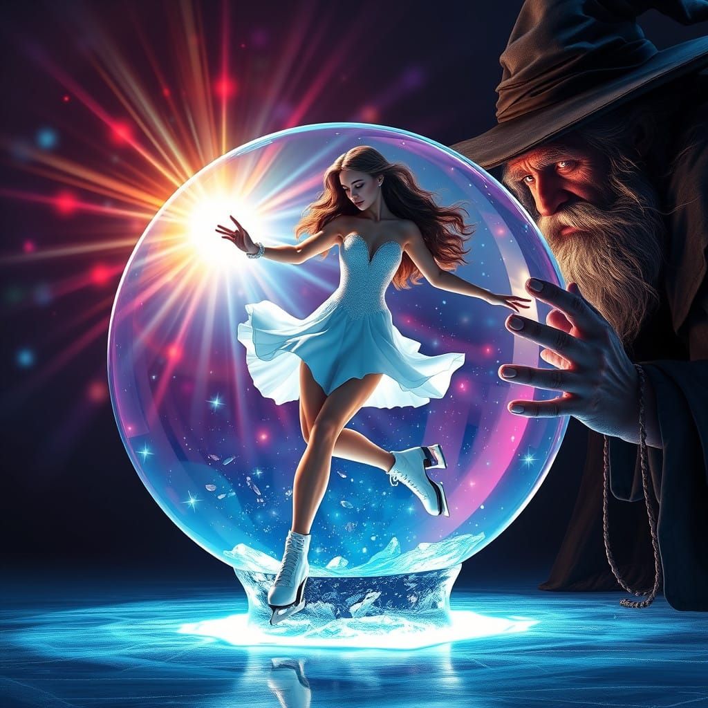 Mystical Crystal Ball Illuminates Ice Skater's Dreamlike Won...