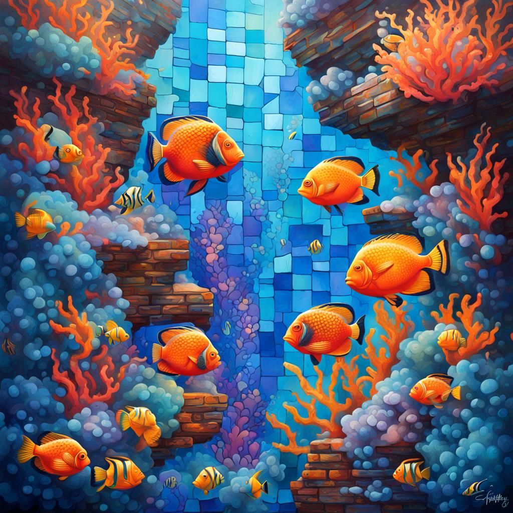 Polychromatic Coral Reef Graffiti Art