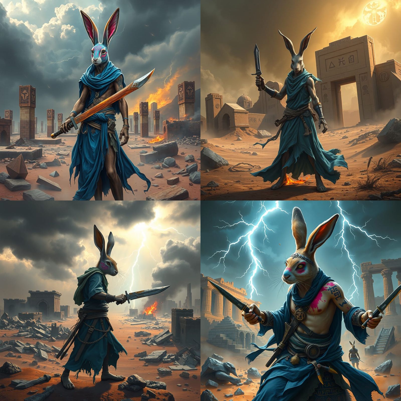 Post-Apocalyptic Hare Warrior in Hermetic Style