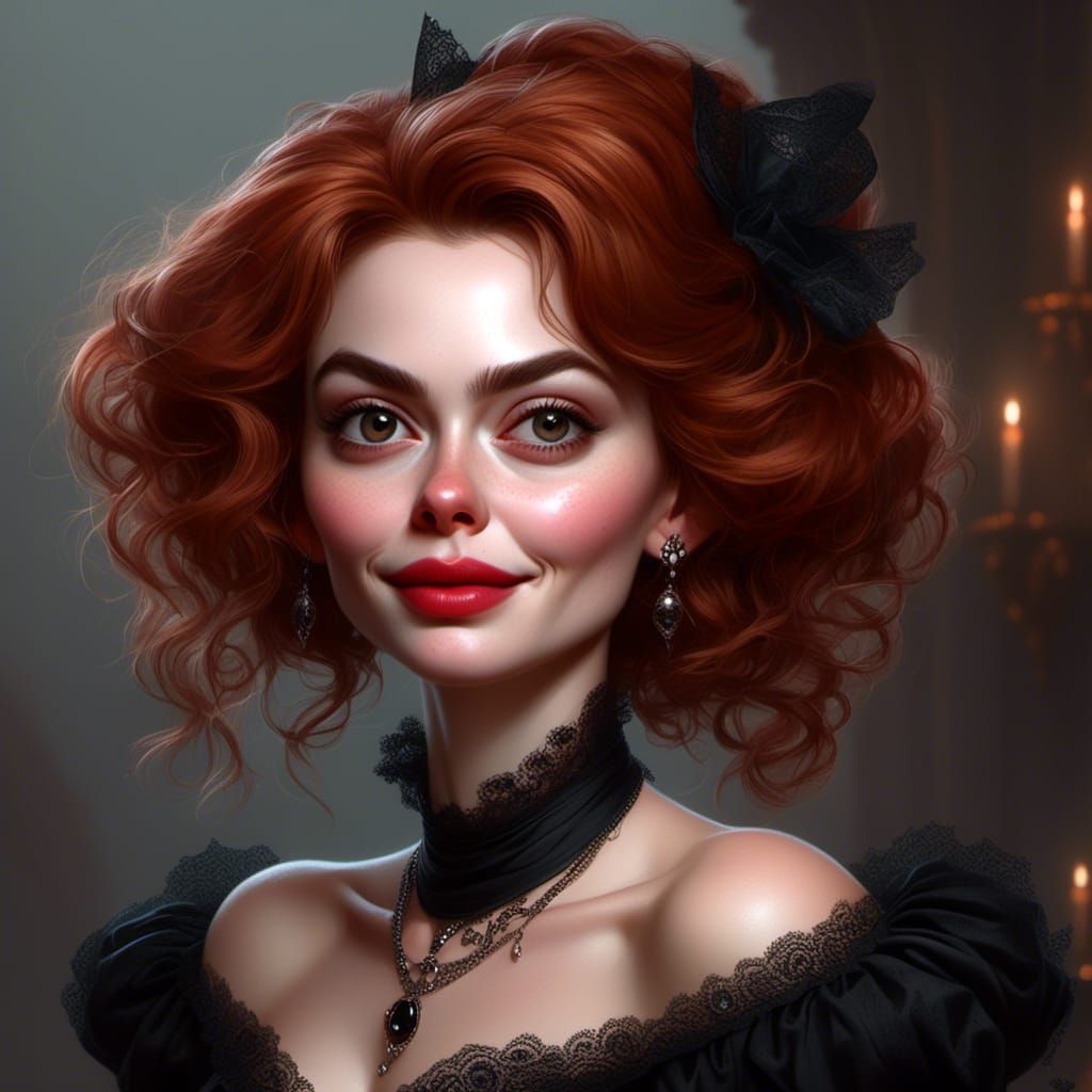 Caricature Portrait of Woman in Cartoon Style