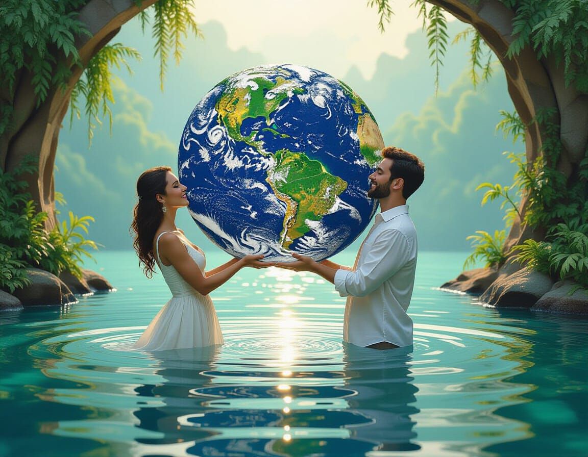 Couple Holds Earth Made of Clay and Emeralds