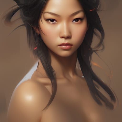 Fantasy Asian Woman Portrait in Artgerm Style