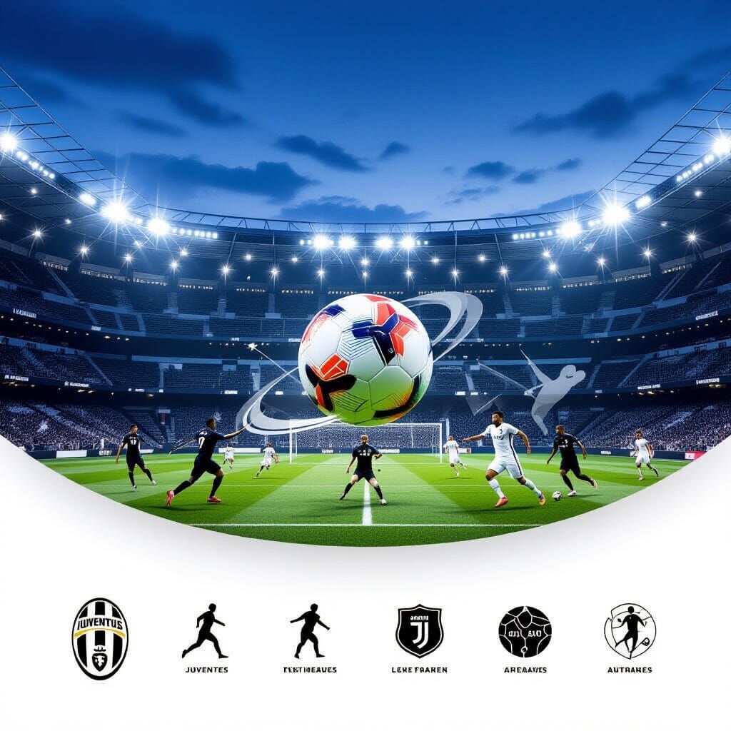 Juventus Football Stadium Banner with Dynamic Action