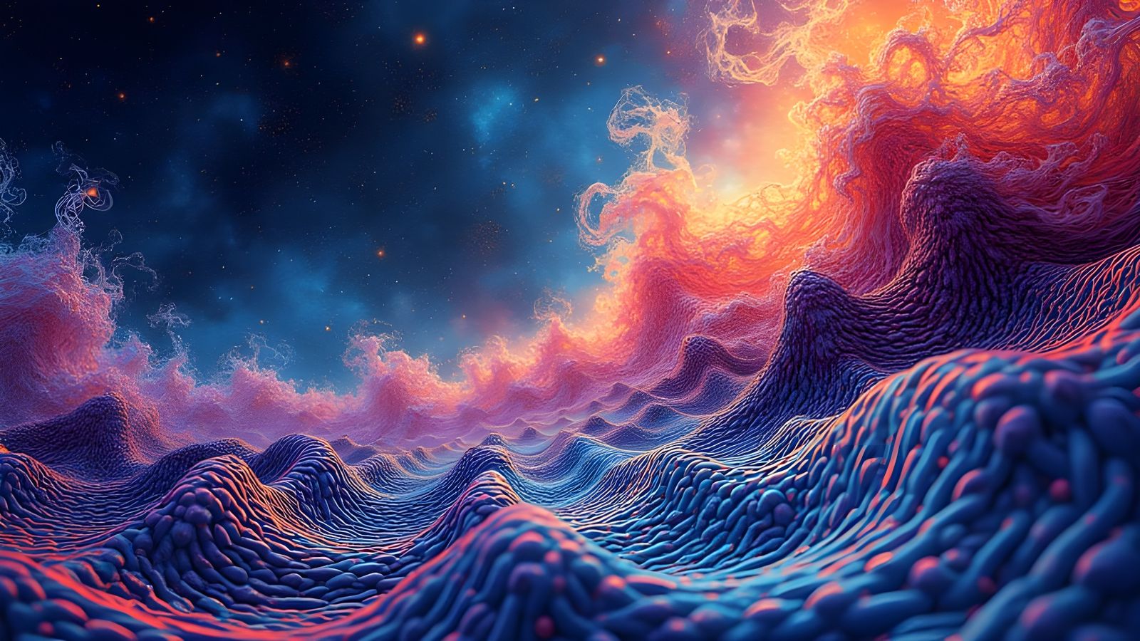 Vibrant Abstract Swirling Patterns in Multicolored Fractal A...