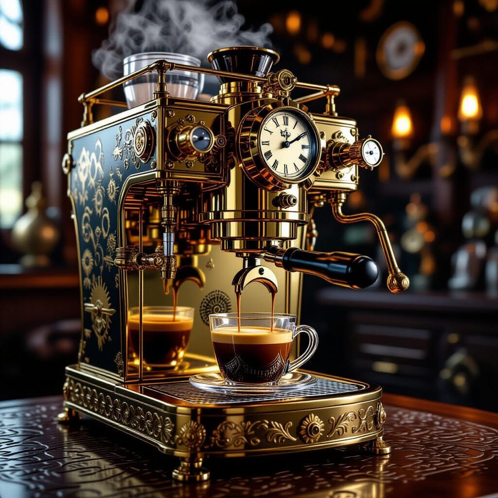 Steampunk Espresso Machine: Brass, Gears, and Victorian Eleg...