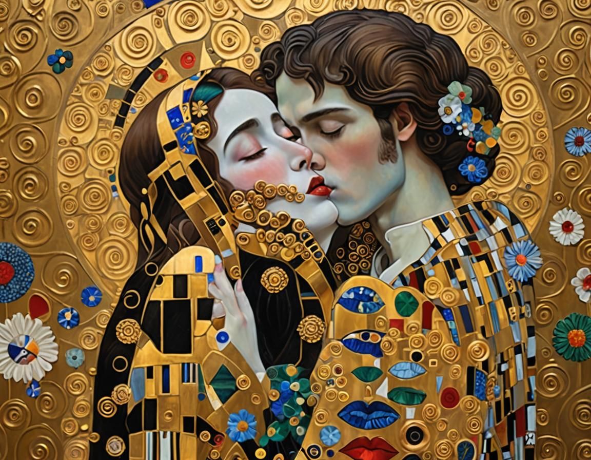 3D Rendering of Klimt's The Kiss
