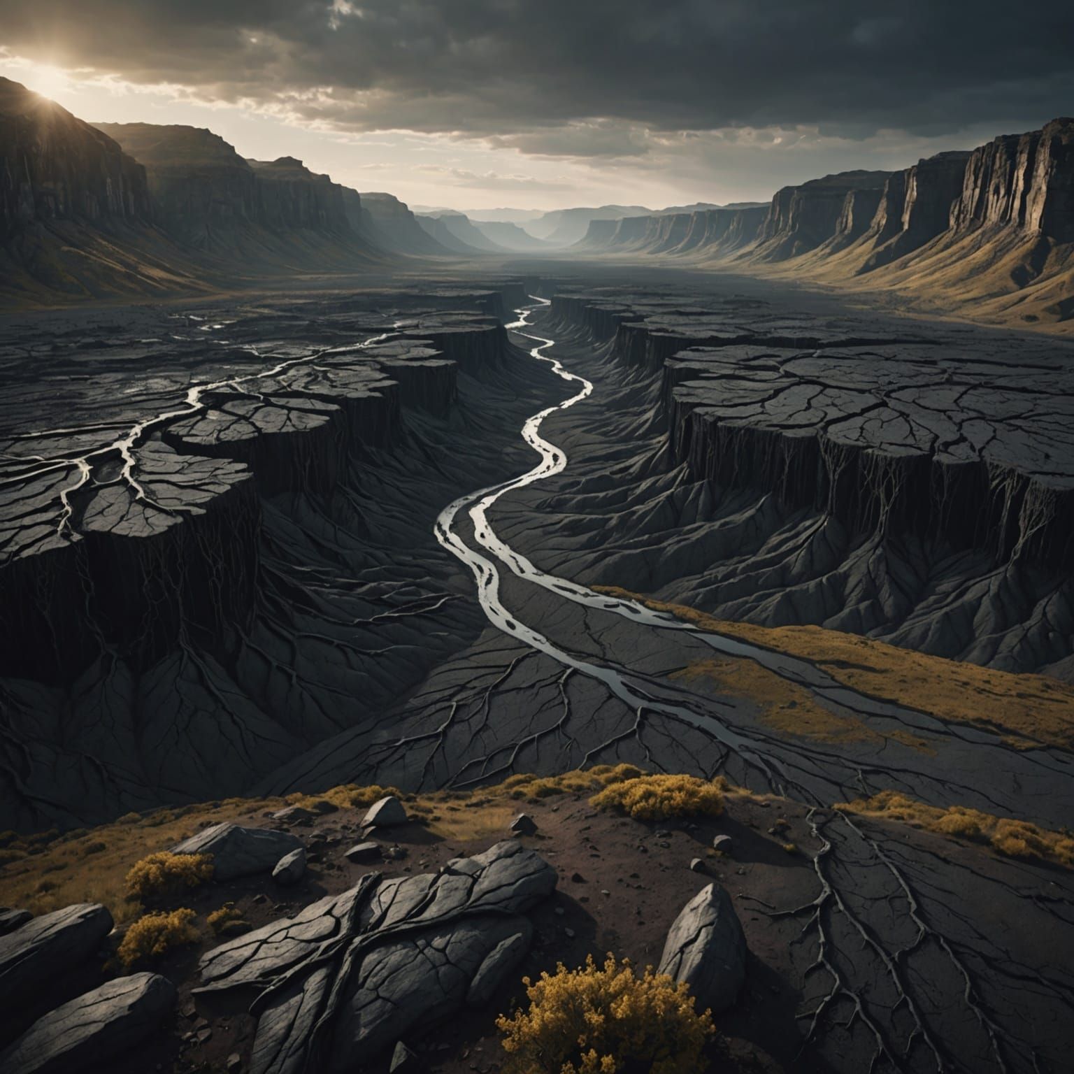 Dramatic Veins Run Through Earth Landscape