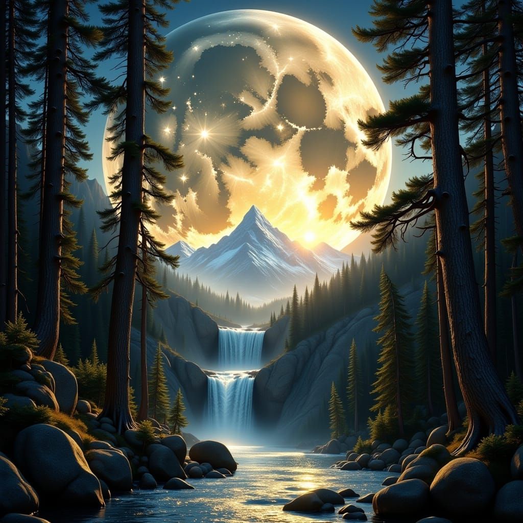 Surreal Lunar Dreamscape in Iridescent Fantasy