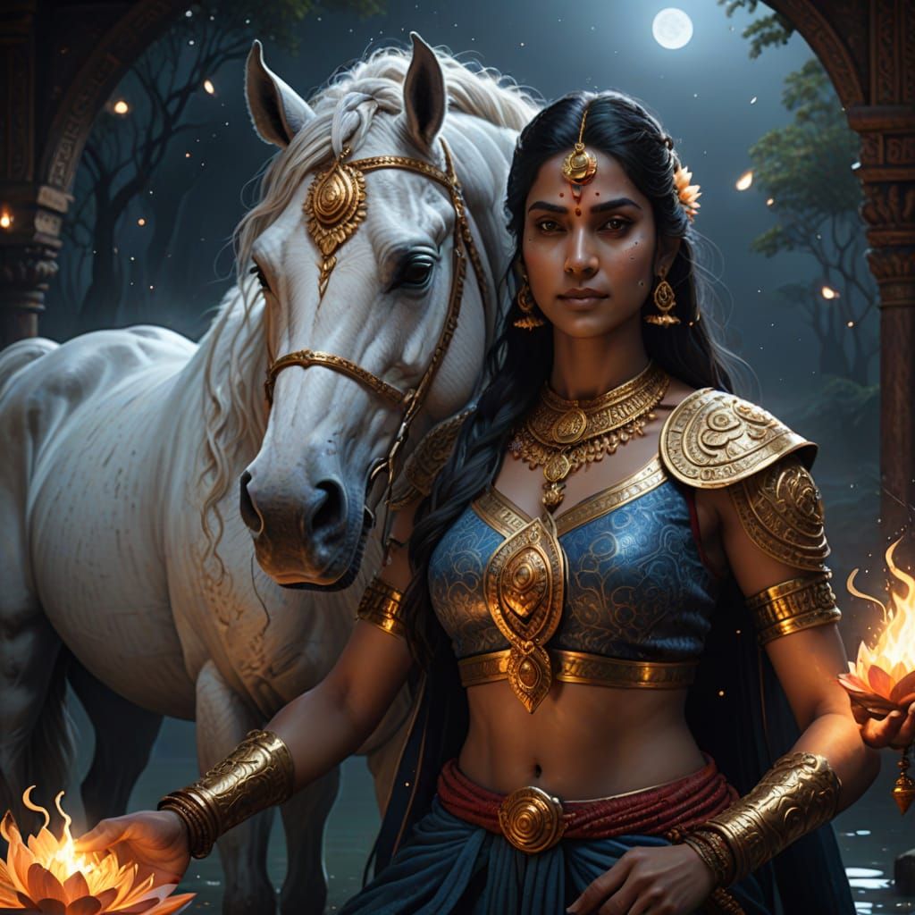 Divine Portrait of Hayagrīva in Ethereal Twilight