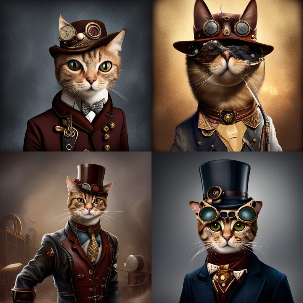 Steampunk Cat with Mechanical Details