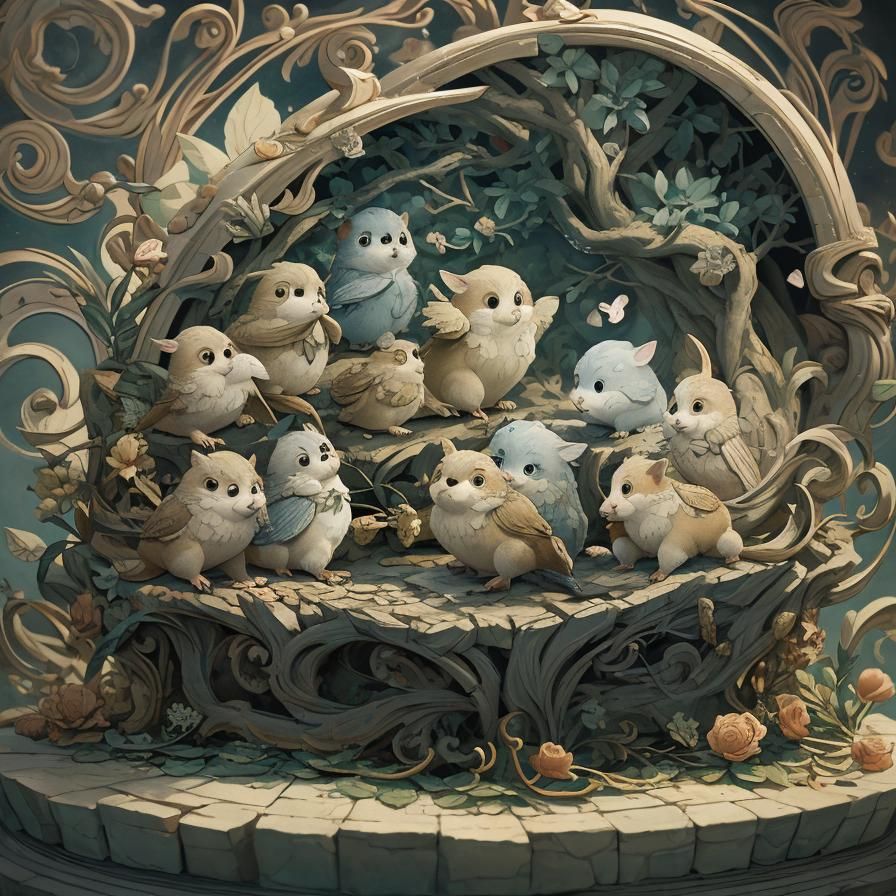 Dreamcore Guinea Pigs Storybook Illustration