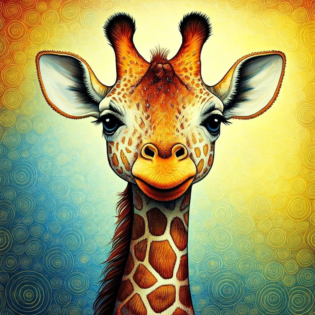 Whimsical Stuffed Giraffe in Dreamy Storybook Style
