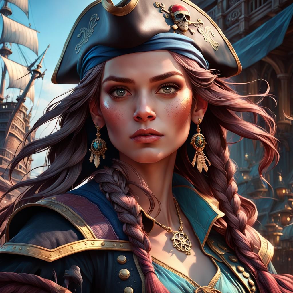 Hyperrealistic Pirate Princess Portrait in Unreal Engine 5