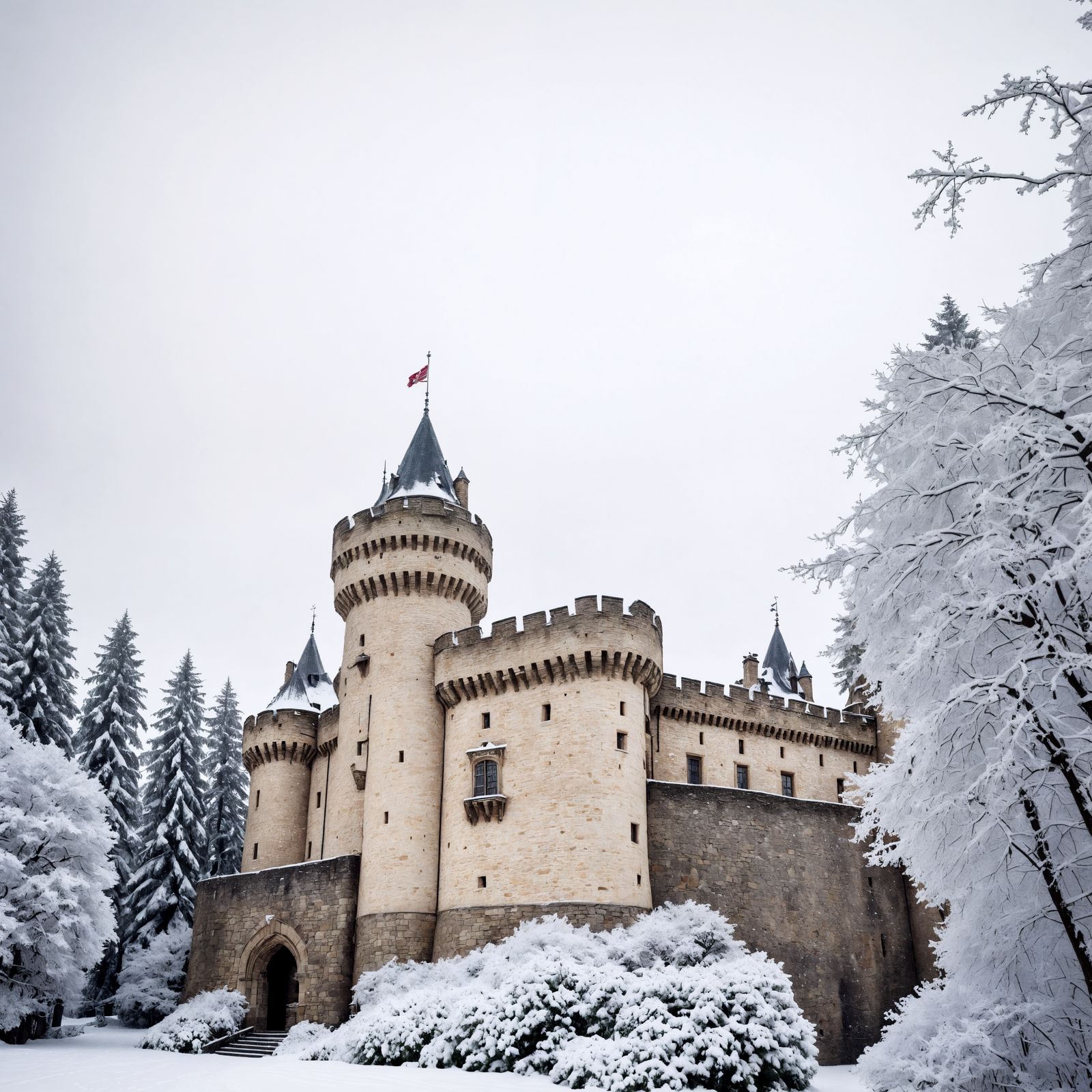 Surreal Castle Scene in Hyperrealistic HDR Style