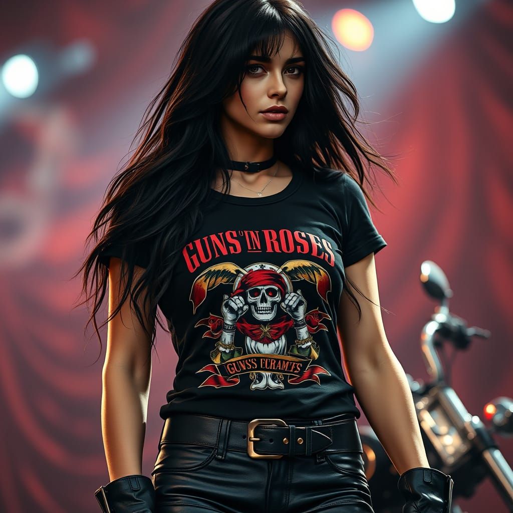 Photorealistic Woman in Concert with Motorcycle Outfit