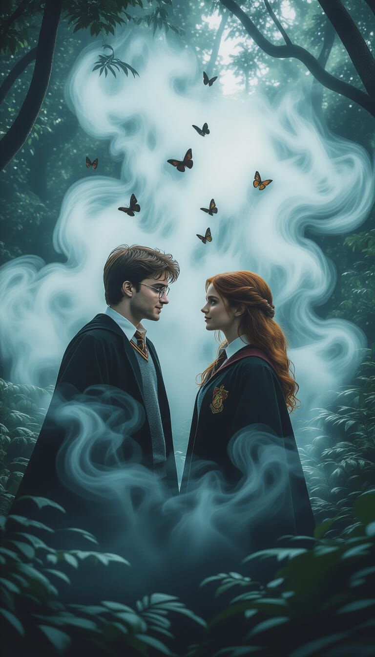 Harry Potter and Ginny in Enchanted Forest Scene