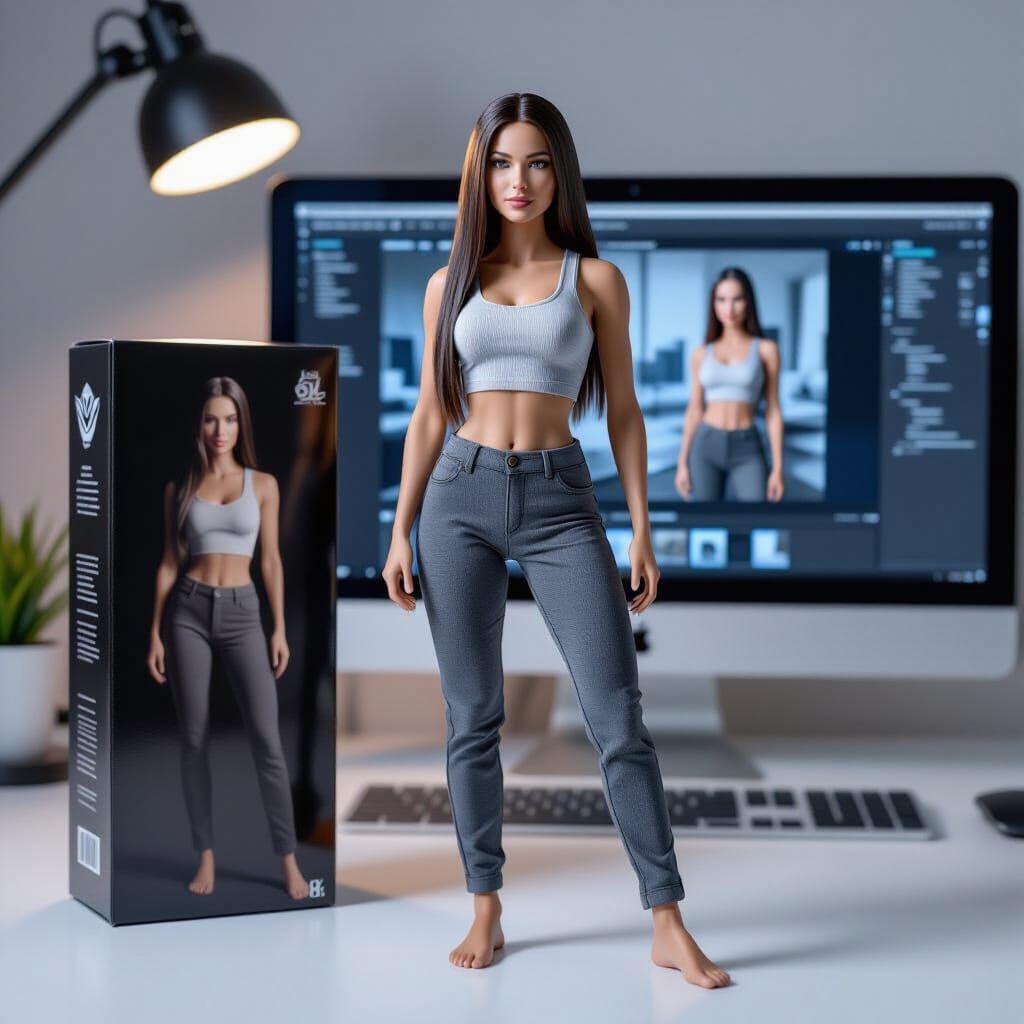 Hyperrealistic Figurine of Woman in Studio Lighting