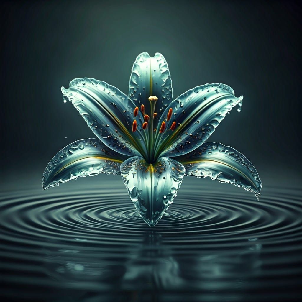 Crystalline Water Lily in Dreamlike Fantasy Art