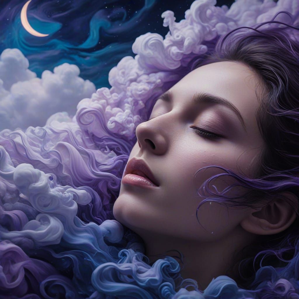 Surreal Dreamscape: Sleeping Person in Oil Painting Style