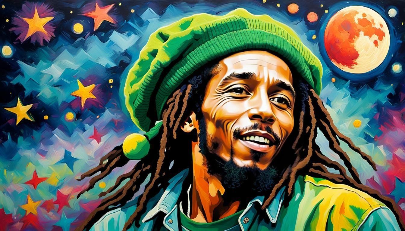 Bob Marley Acrylic Painting with Graffiti Background