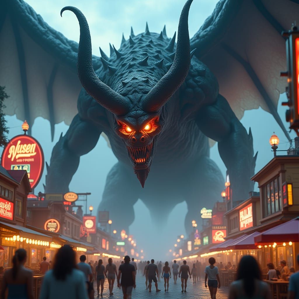 Colossal Hellish Entity Over Ocean City Boardwalk