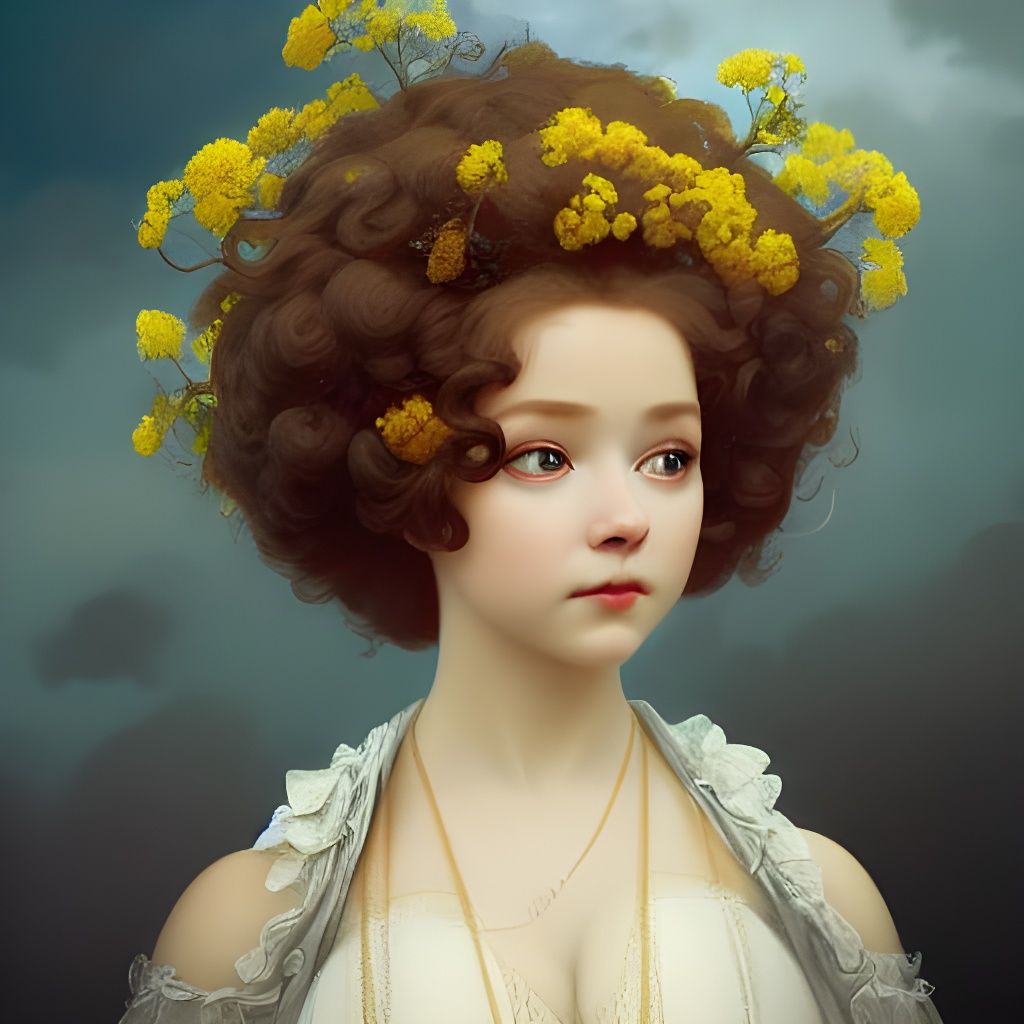 Goddess Portrait in Kewpie Doll Style