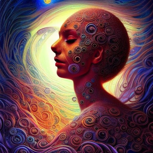 Vermilion Snakes in Topaz Moonlit Dreamscape