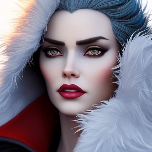 Winter Goddess Portrait in Art Nouveau Style