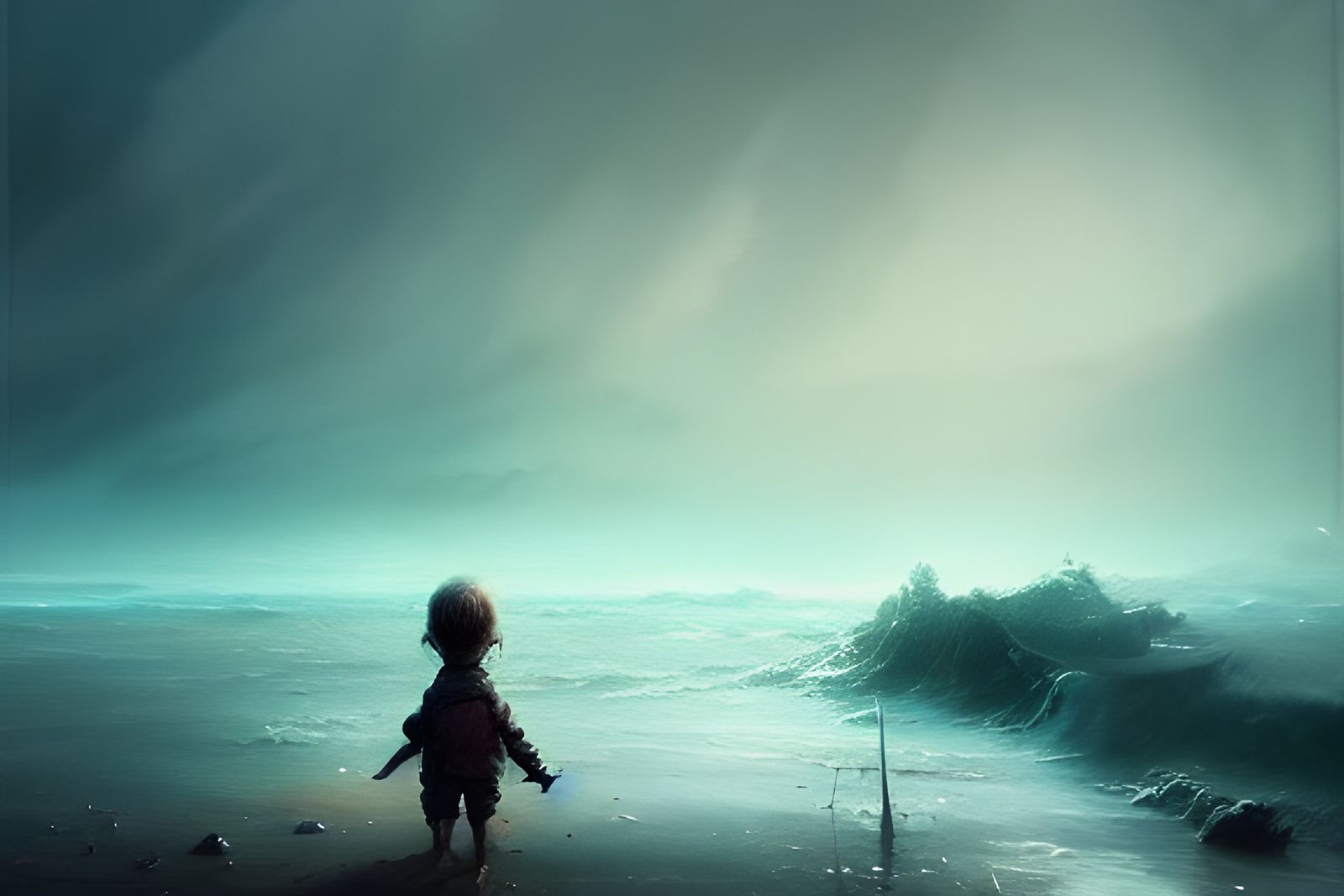 Ghost and Ocean: Hyperrealistic Fantasy Art