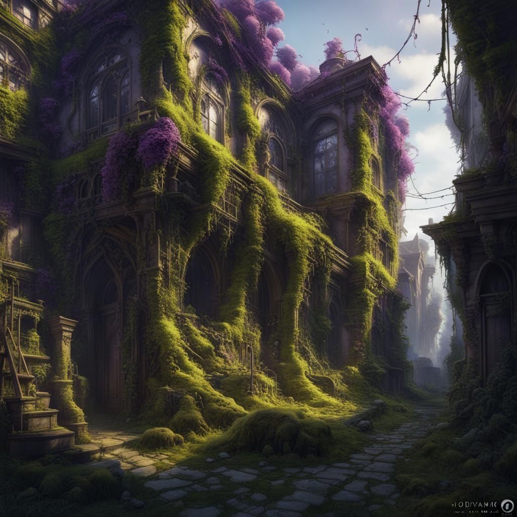Overgrown City: Dark Fantasy Concept Art