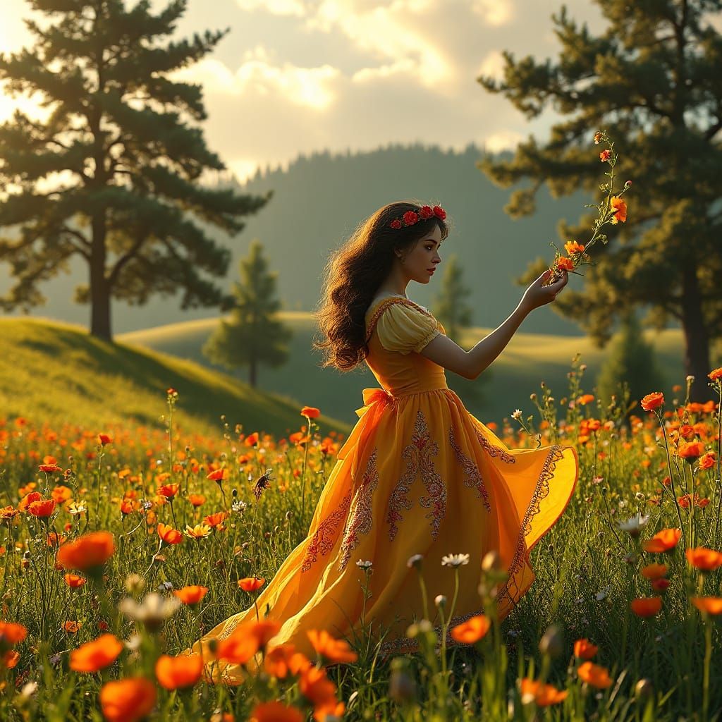 Springtime Goddess in Art Nouveau Style