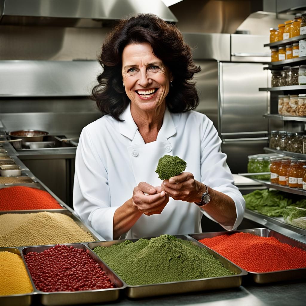 Smiling Woman Making Edibles: Professional Studio Portrait