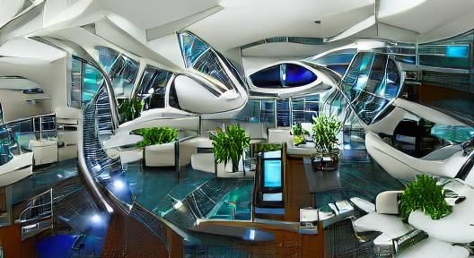 Futuristic Luxury: High-Tech Office Lobby Interior