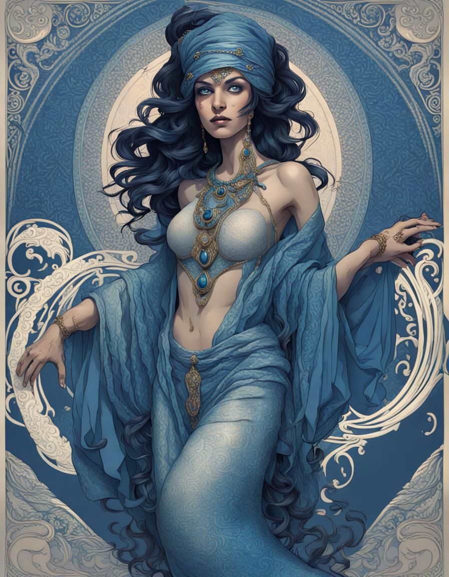 Enigmatic Djinn Woman in Victorian Splendor