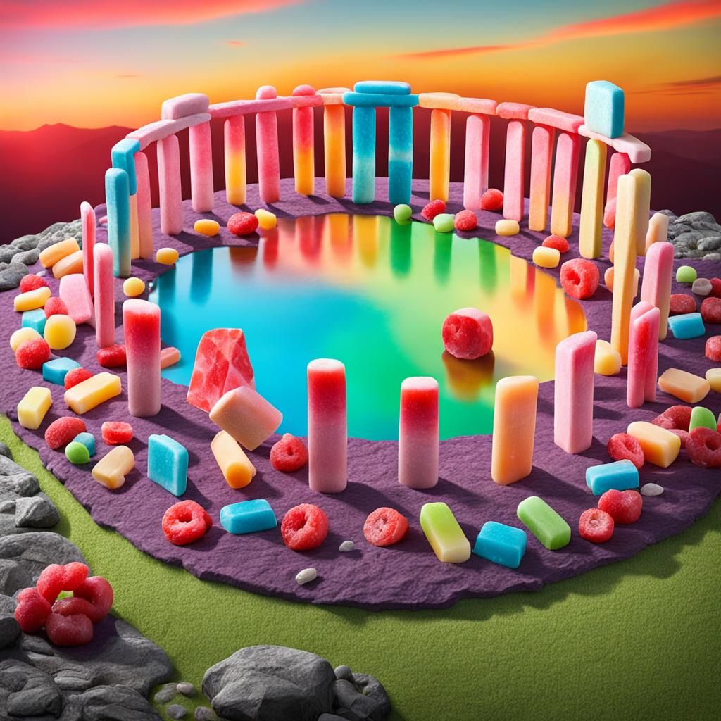 Popsicle Stonehenge in a Candy Landscape