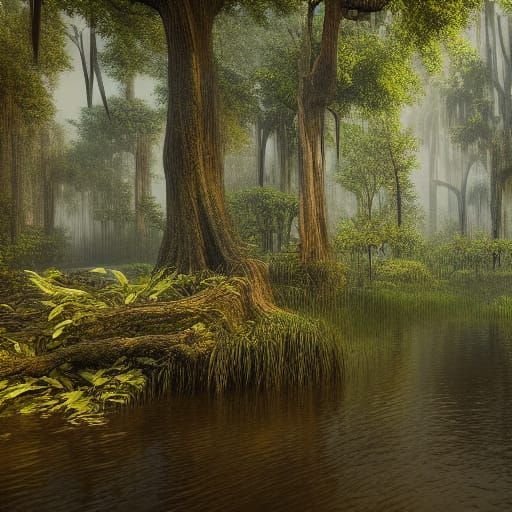 Fantastical Bayou Swamp: Detailed Matte Painting