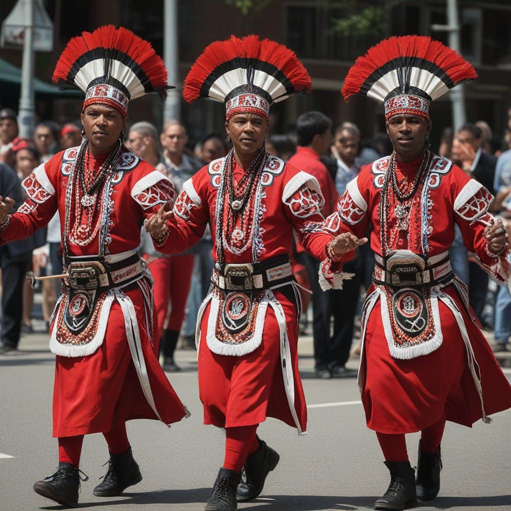 Eleggua Morris Dancers in Vibrant Afro-Caribbean Style