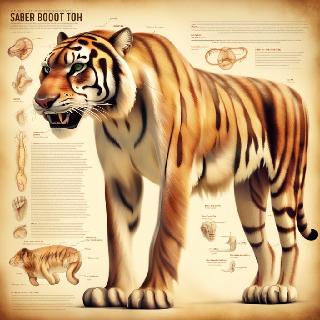 Anatomical Poster of a Saber-Toothed Tiger