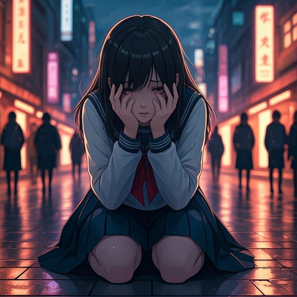 Emotional Anime Girl in Despair