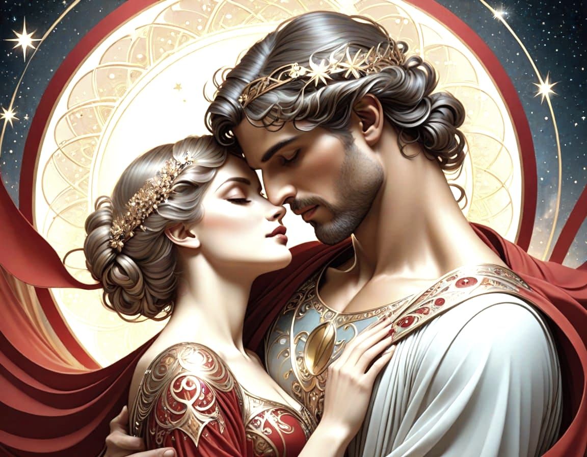 Greek God in Elegant Art Nouveau Style