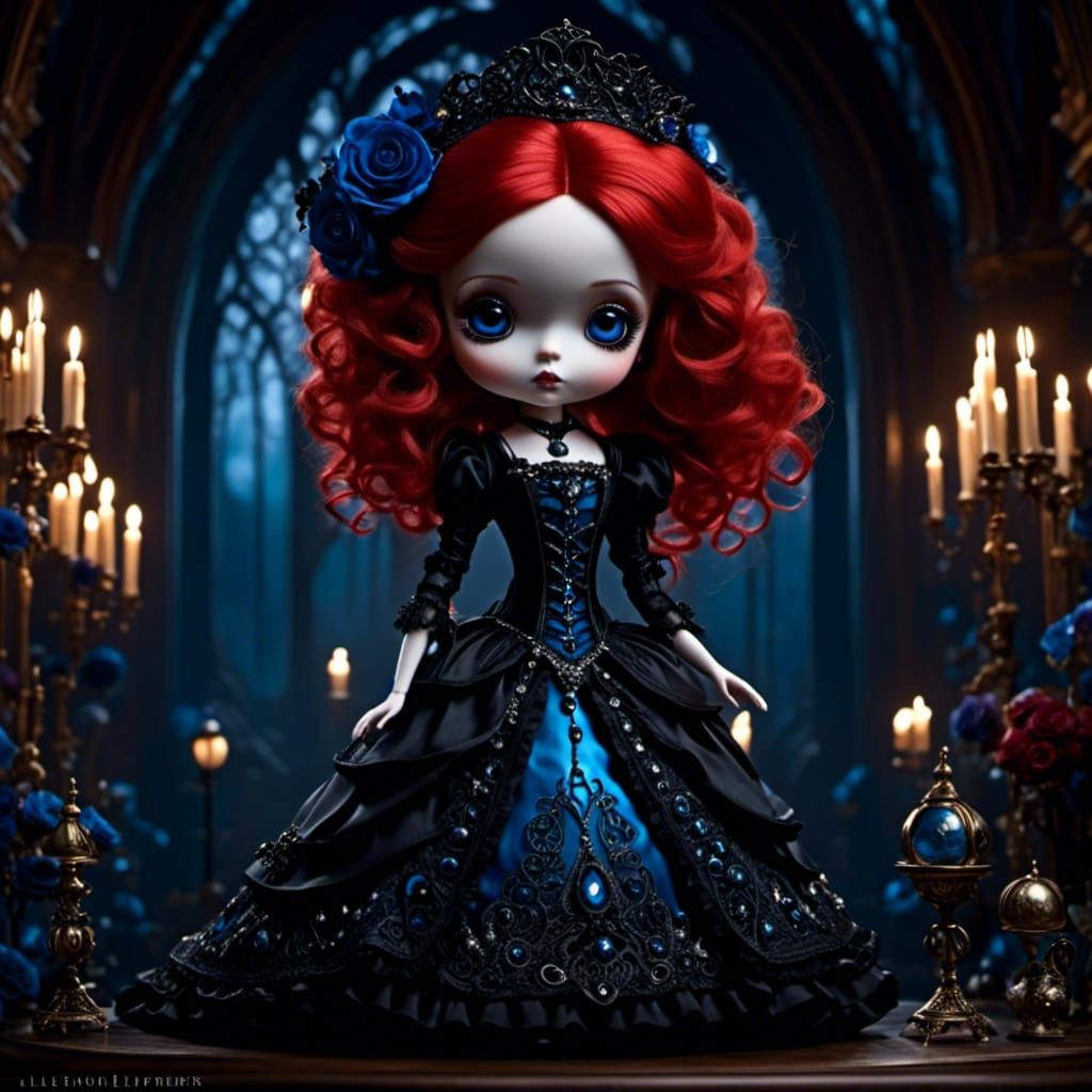Gothic Chibi Doll in Dark Fantasy Style