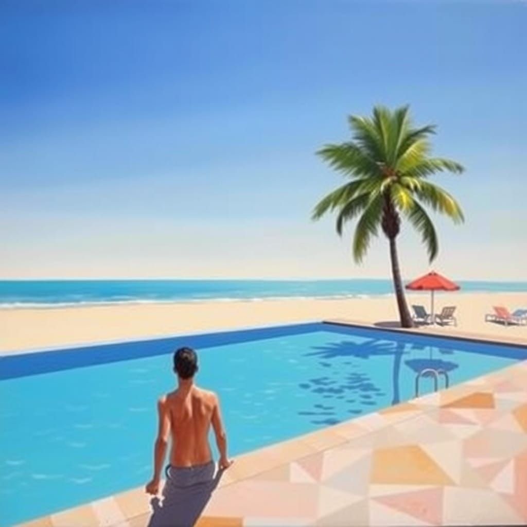 Abstract Beach Landscape in Modern Oil Painting Style