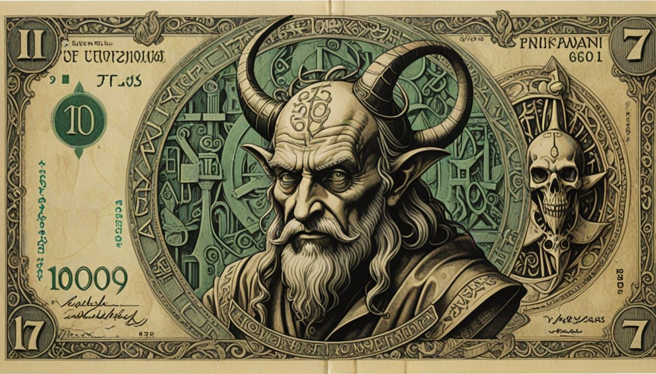 Surreal Banknote with Escher and Giger Influences