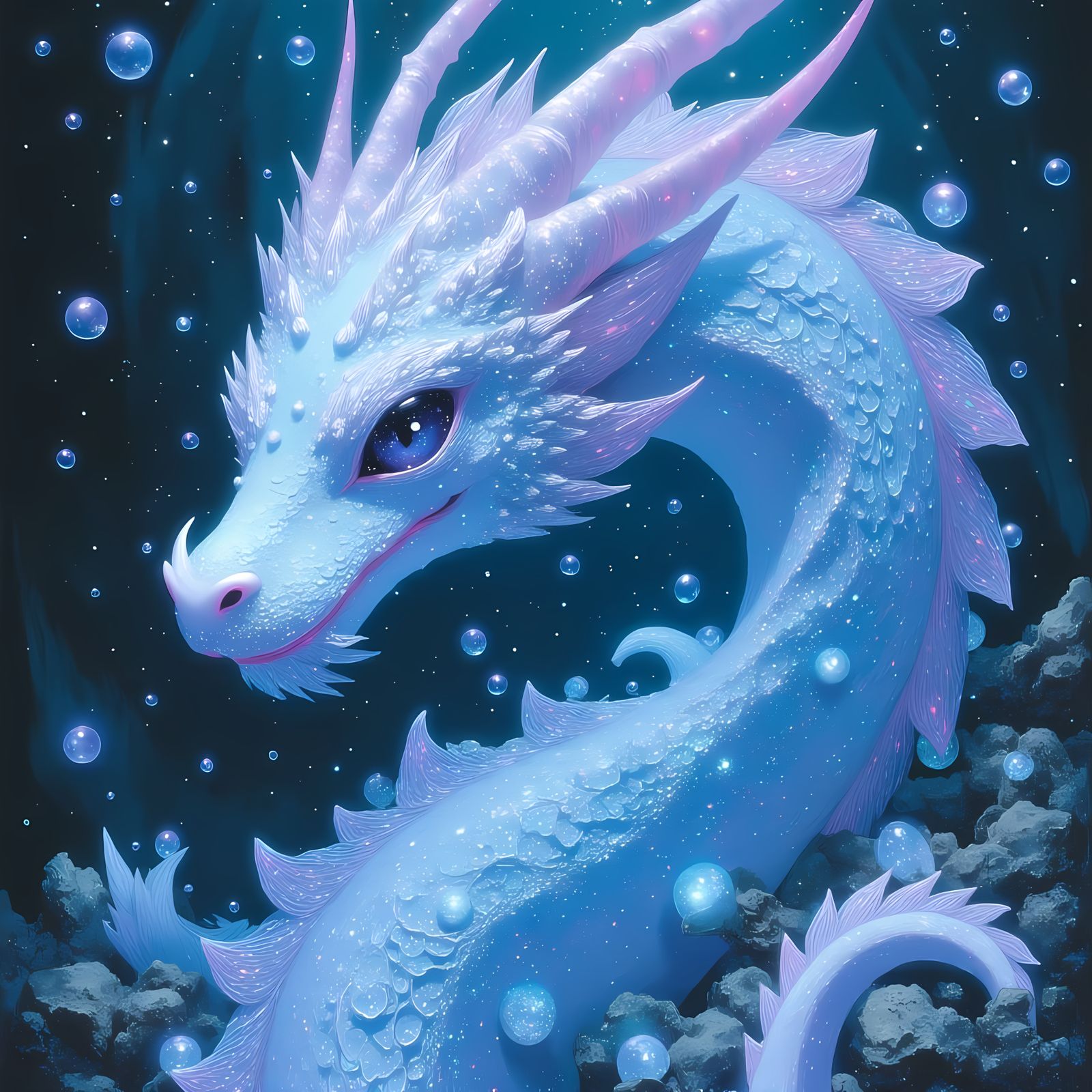 Crystal Dragon in Ethereal Depths