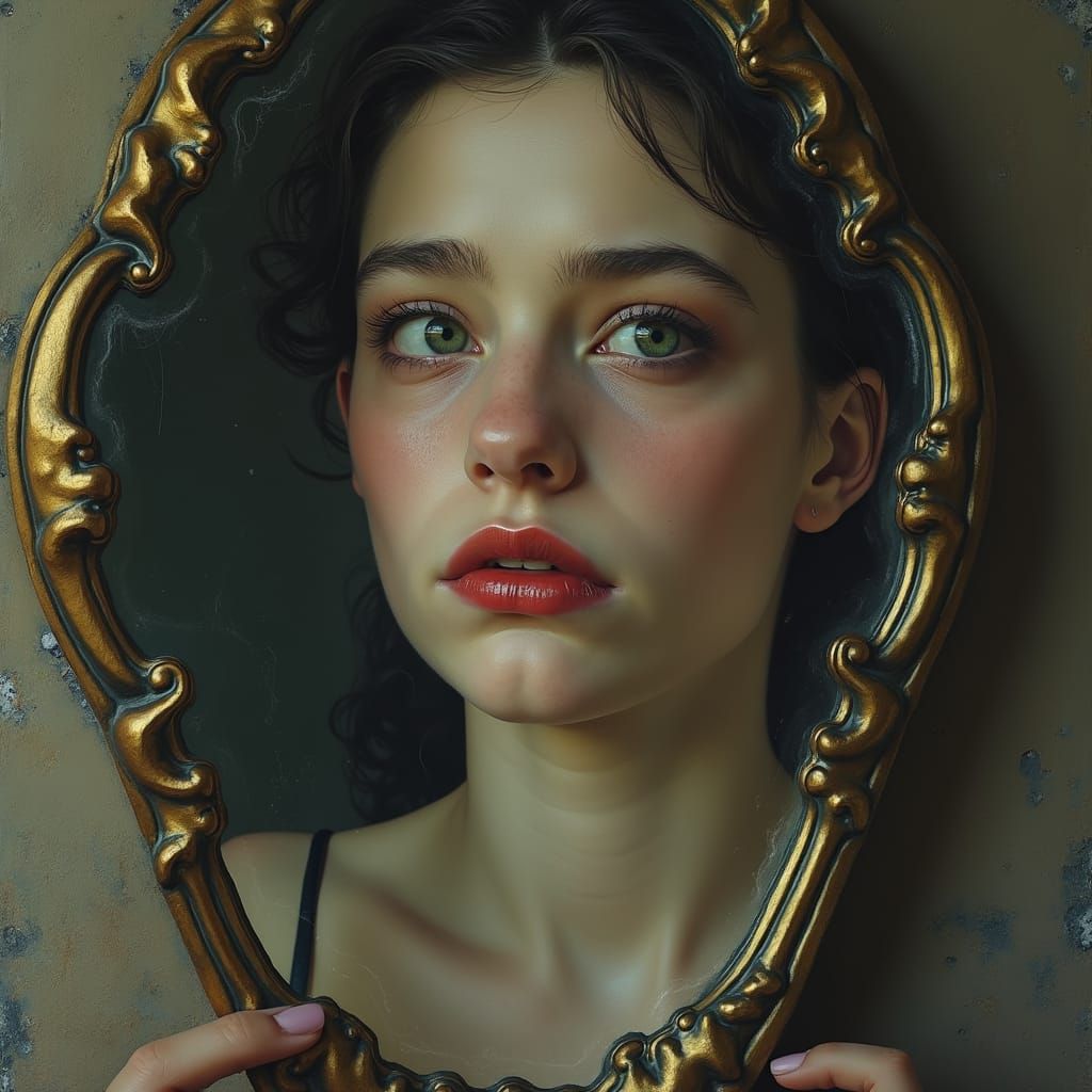 Distorted Reflection of a Pretty Woman