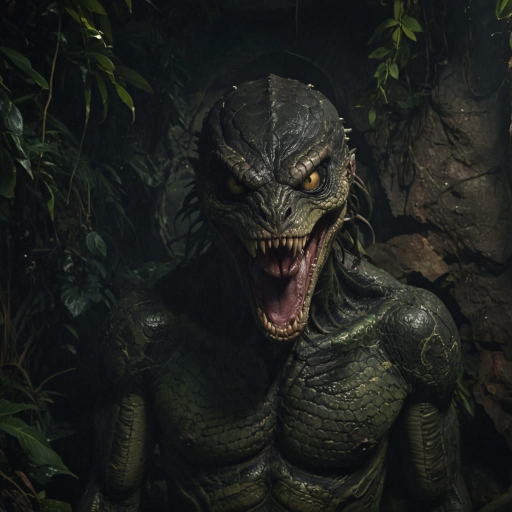 Mysterious Reptilian Man-Creature in Graffiti Art Style