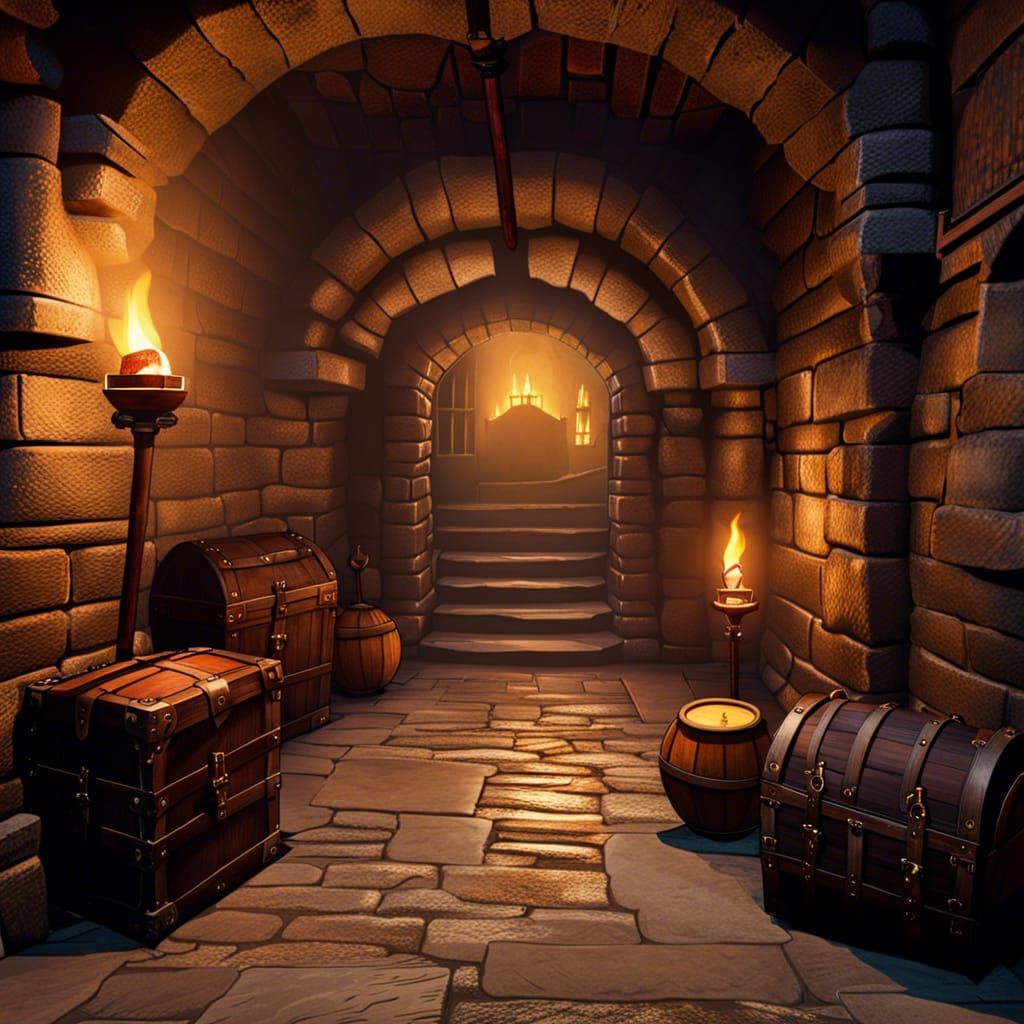 Dungeon Interior with Fantasy Chest