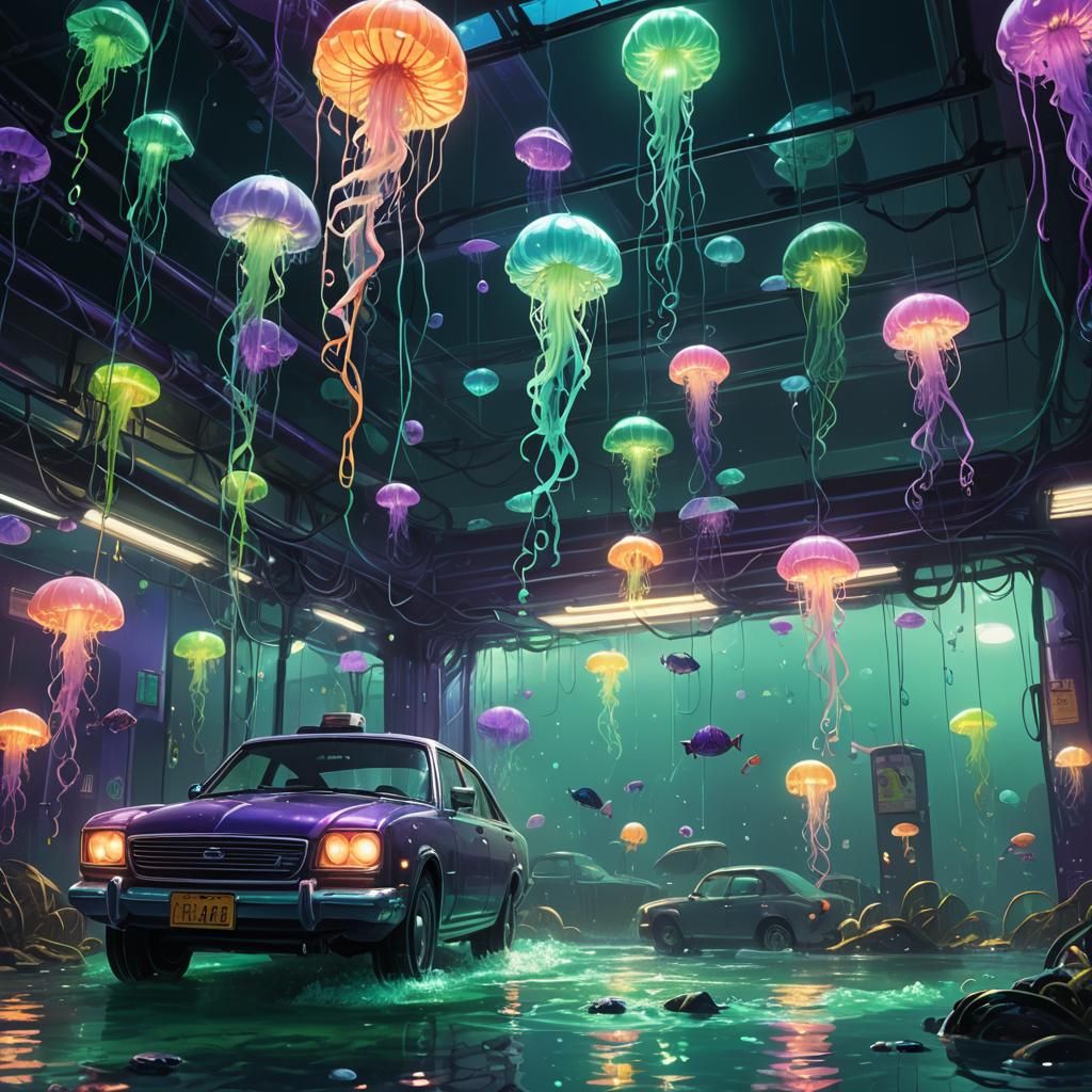 Underwater Car Wash: Gloomy Aquatic Concept Art