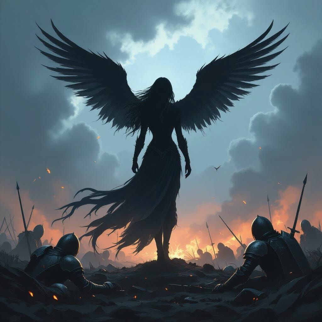 Shadow Harpy Triumphs Over Fallen Knights